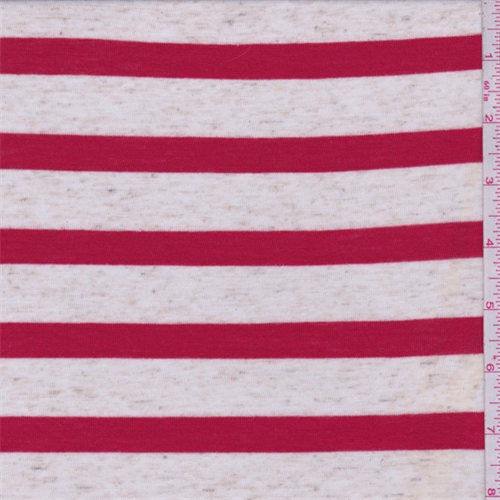 Oatmeal/Red Stripe Jersey Knit