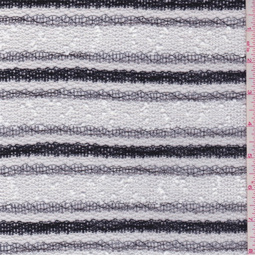 White/Navy Stripe Boucle Sweater Knit