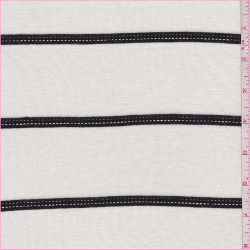 White/Black Mesh Stripe Sweater Knit