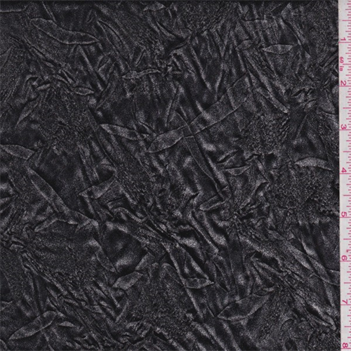Metallic Pewter Embossed Floral Satin Charmeuse