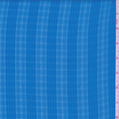 Azul Blue Plaid Polyester Chiffon