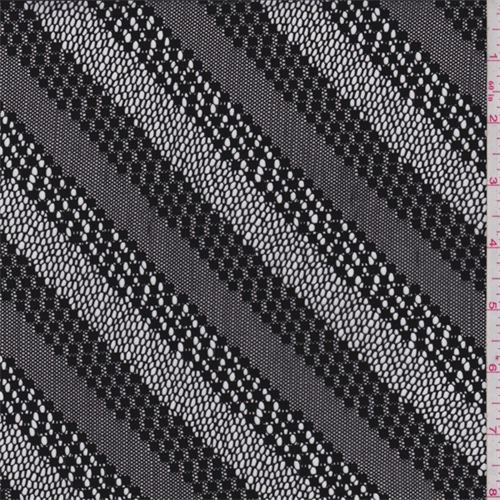 Black Diagonal Stripe Mesh Lace