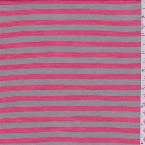 Cocoa/Coral Stripe Rayon Jersey Knit