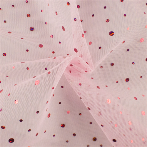 Pink Holographic Polka Dot Mesh 64145
