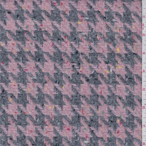 Blush/Grey Houndstooth Wool Coating