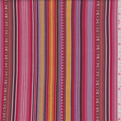 *3 3/8 YD PC--Pink/Red/Orange Stripe Tapestry Look
