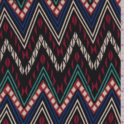 *3 YD PC--Black Multi Chevron Jersey Knit