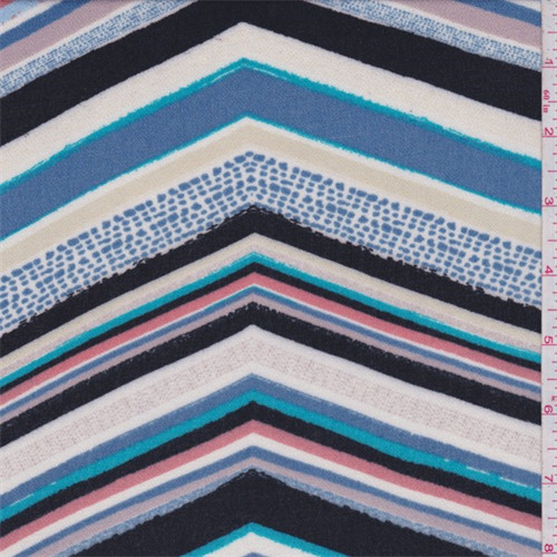 Turquoise Multi Chevron Rayon Crepe