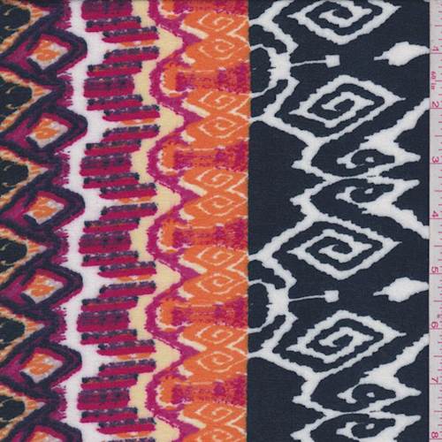 Navy/Orange Multi Aztec Rayon Crepe