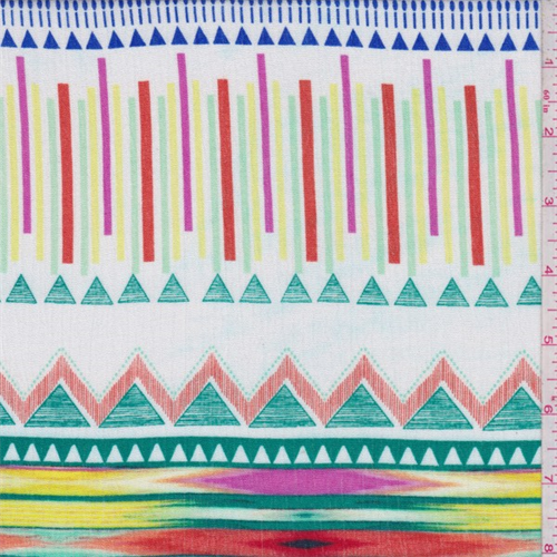 White Multi Aztec Rayon Crepe