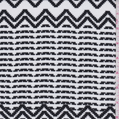 White/Black Pixelated Stripe Crepe