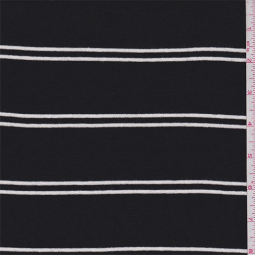 Black/White Double Stripe Jersey Knit