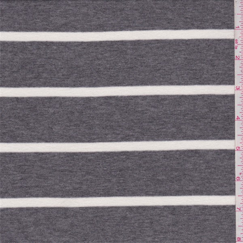 Dark Grey/Cream Stripe Rayon Jersey Knit