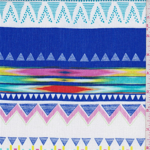 White/Royal Inca Stripe Rayon Crepon