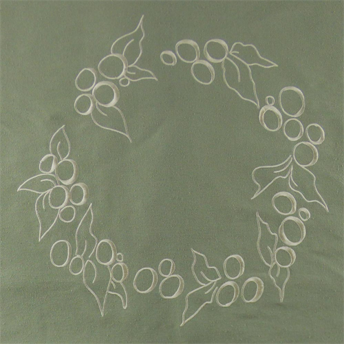 Green/White Silk/Rayon Garland Embroidery Decorating Fabric DFW52040