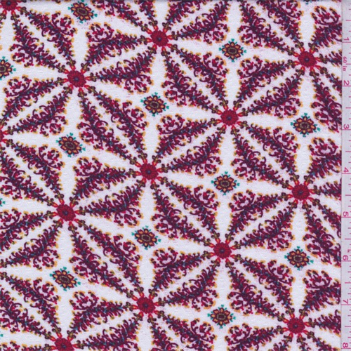 White/Berry Pinwheel Leno Jacquard