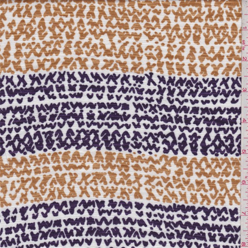 White/Gold/Plum Stripe Slubbed Jersey Knit