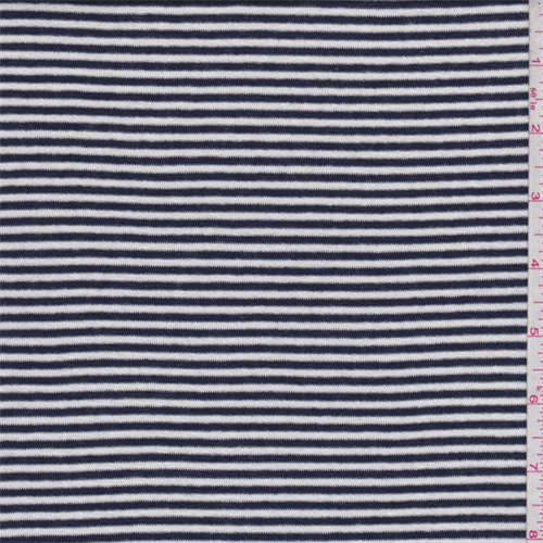 Dark Navy/White Paris Stripe Rayon Jersey Knit