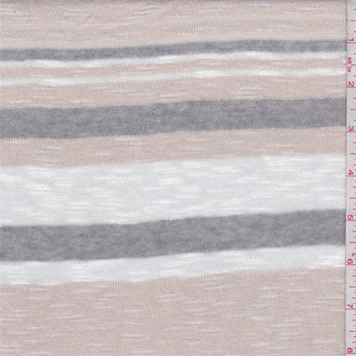 Beige/Grey/White Stripe Cotton Sweater Knit