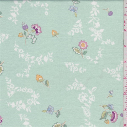 Mint Green Floral Jersey Knit 65952 Discount Fabrics