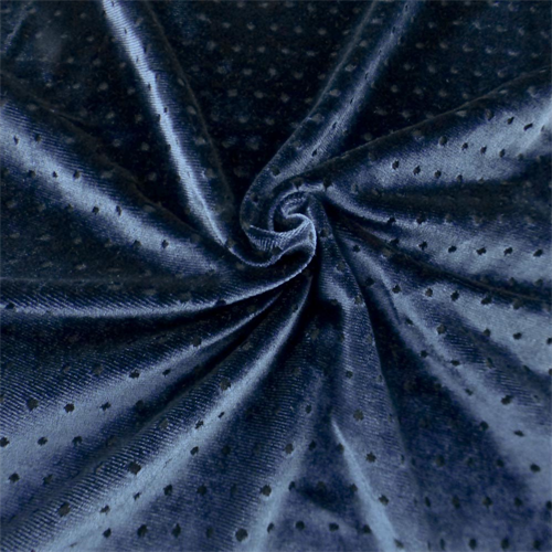 Indigo Blue Dot Burnout Stretch Velvet 64464