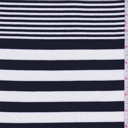 Black/Cream Stripe Rayon Jersey Knit