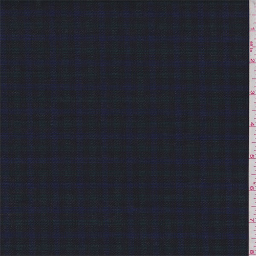 Black/Blue/Green Plaid Wool Suiting