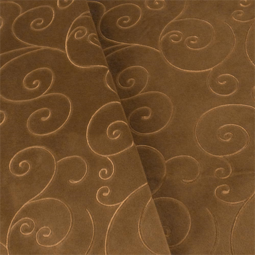 Rust Brown Swirl Embroidered Velveteen Decorating Fabric DFW52164
