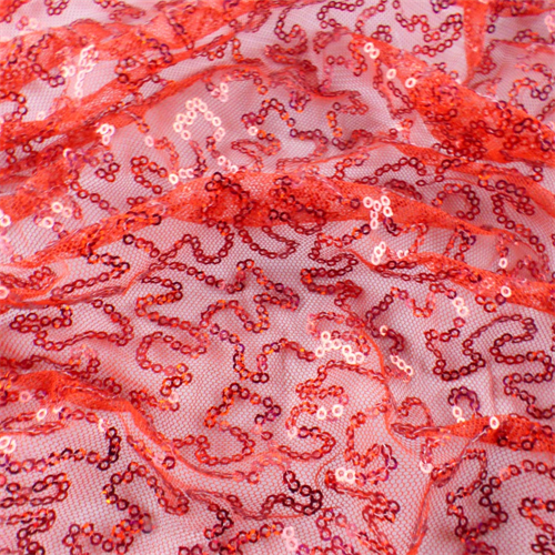 Red Sequin Mesh 64688