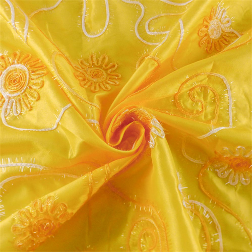 Yellow Floral Embroidered Tissue Taffeta 64713