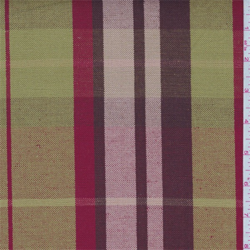 Lime/Brown/Red Plaid Linen
