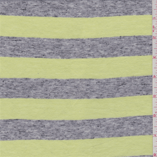 *2 3/4 YD PC--Lemon/Grey Stripe Jersey Knit