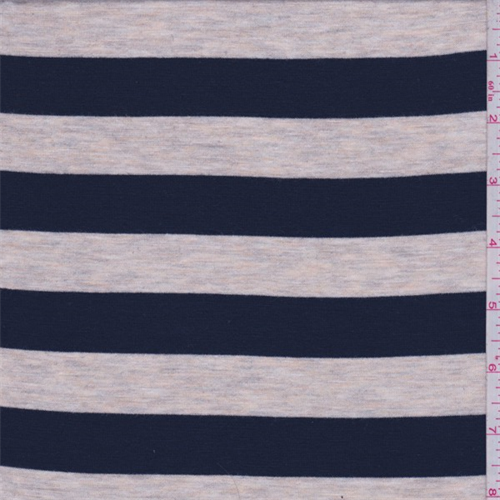 Navy/Beige Stripe Rayon Jersey Knit