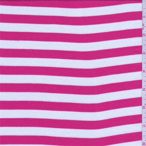 Dark Coral Pink/White Stripe Jersey Knit