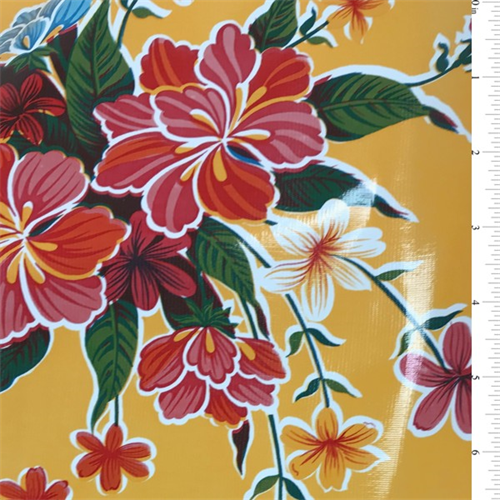Yellow Hibiscus Oilcloth