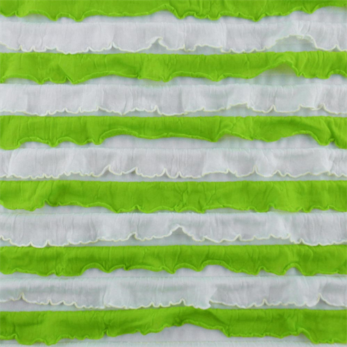 Lime Green/White Striped Ruffle Knit 64204