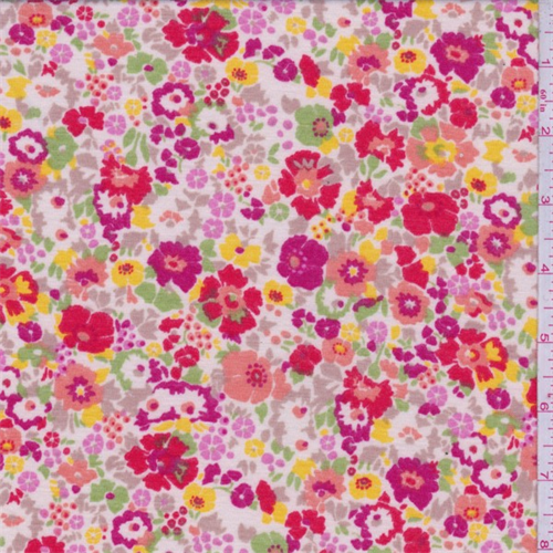White/Fuchsia/Orange Mini Floral Jersey Knit