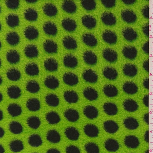 Lime/Black Polka Dot Polyester Fleece
