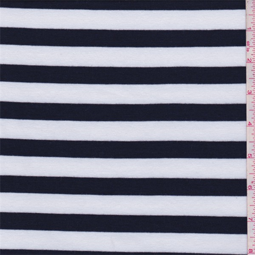 *3 YD PC--Dark Navy/White Stripe Jersey Knit