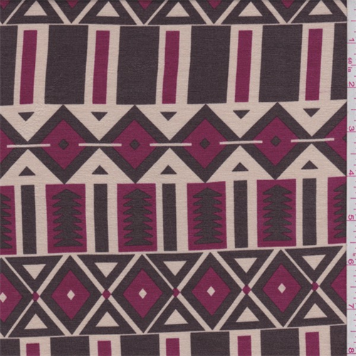 Tan/Brown/Berry Southwest Rayon Jersey Knit