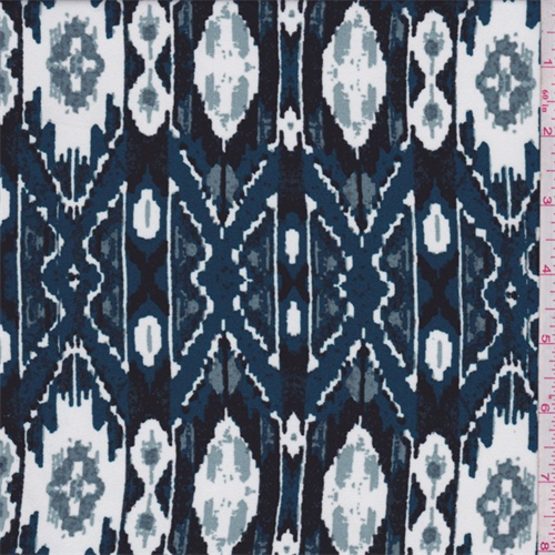 Teal Blue Southwest Stripe Georgette
