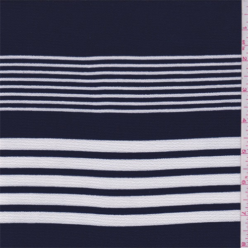 Dark Blue/White Stripe Crepe