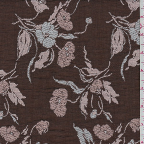 *2 3/4 YD PC--Copper Brown Embroidered Floral Organdy