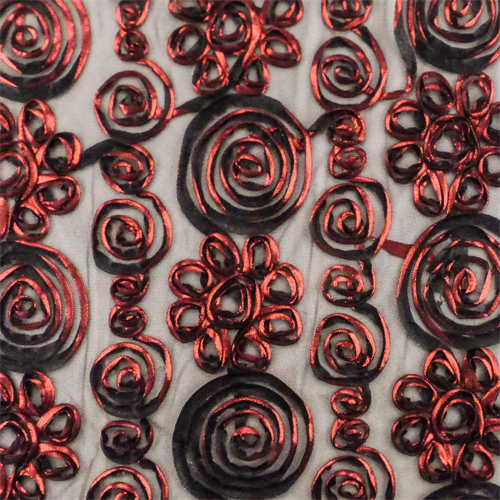 Candy Apple Red/Black Swirl Ribbon Mesh 67266