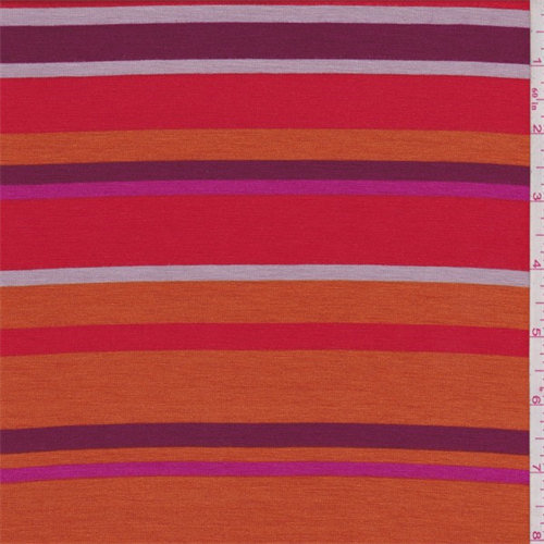 Orange/Magenta Stripe Lyocell Jersey Knit