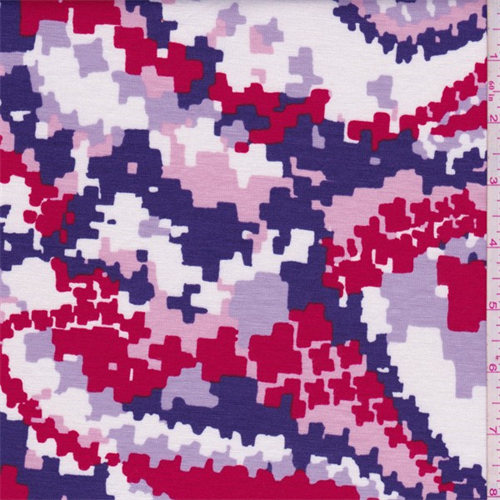 Purple/Red Pixelated Print Lyocell Jersey Knit