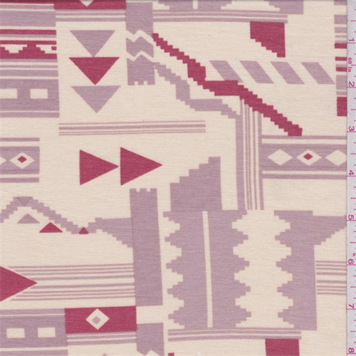 Golden Beige/Mauve/Brick Southwest Print Lyocell Jersey Knit