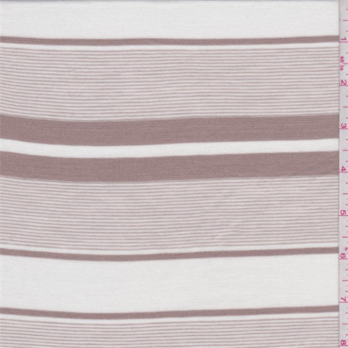 White/Tan Stripe Lyocell Jersey Knit