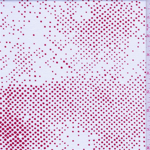 White/Red Pindot Print Rayon Jersey Knit