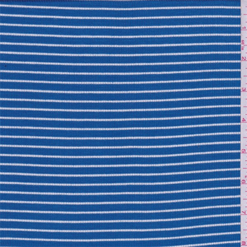 Aqua Blue/White Stripe Rib Knit